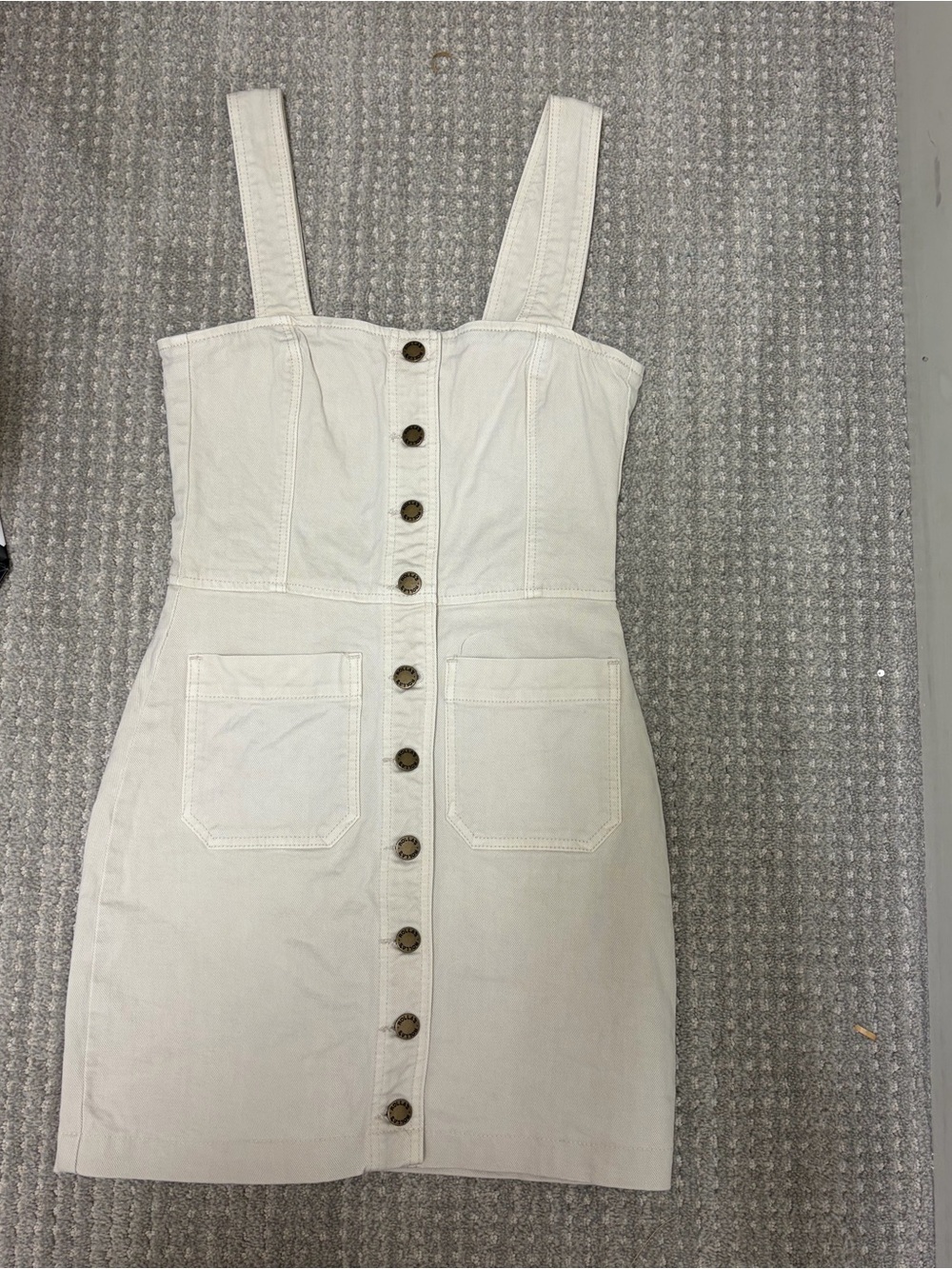 ROLLA'S Cream Button-Front Denim Mini Dress